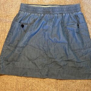 Knee length denim blue skirt